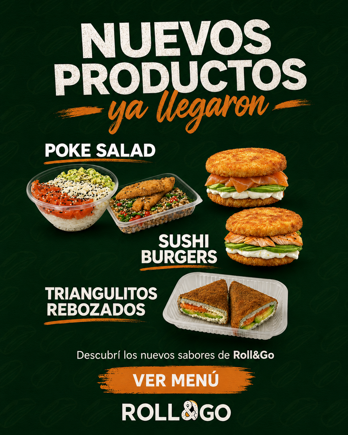 Nuevos productos Roll&Go: Poke Salad, Sushi Burgers y Triangulitos Rebozados